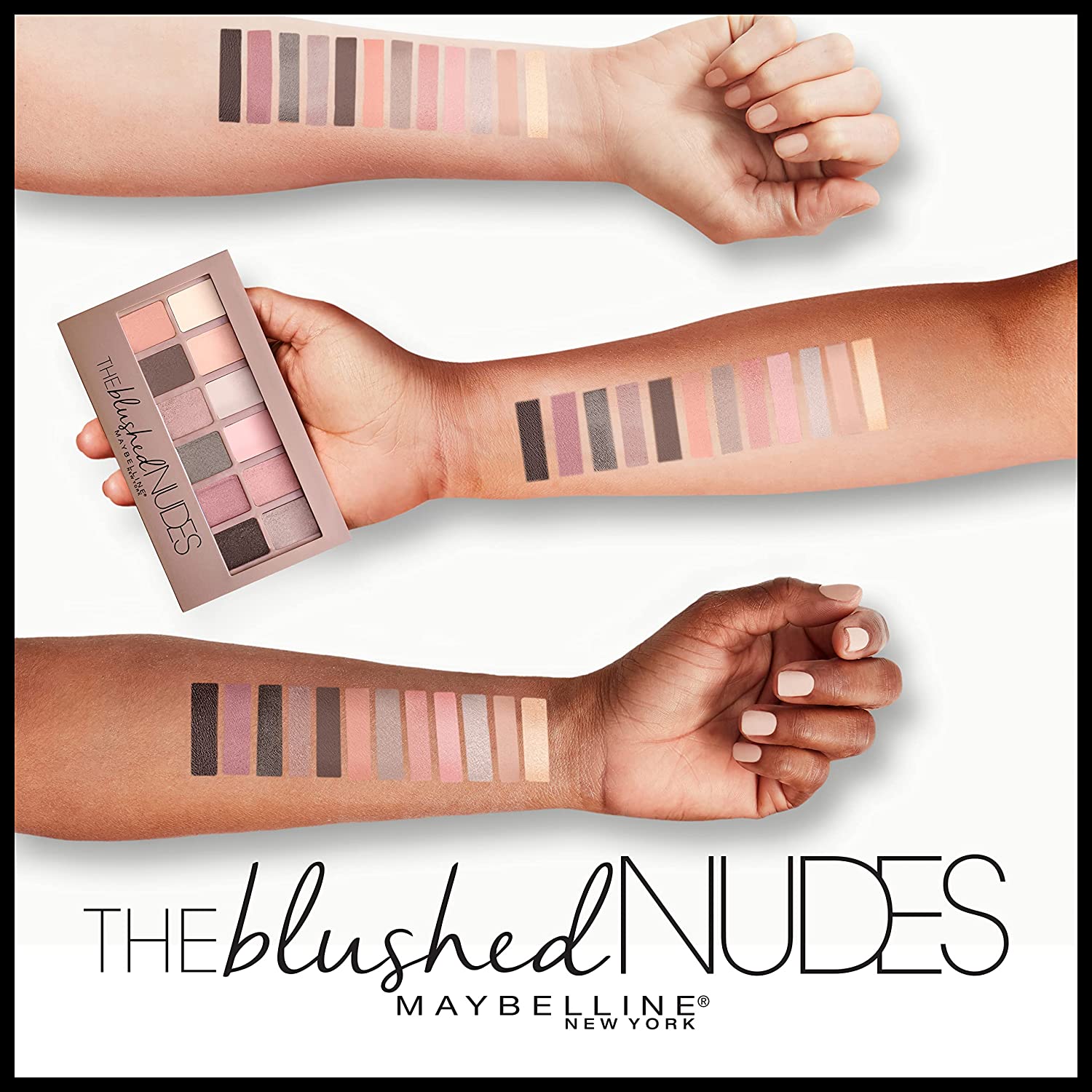 Maybelline The Blushed Nudes Eyeshadow Palette, Includes 12 Pigmented Shades and 2 Double Ended Eye Makeup Applicators, 1 Count - Image 4